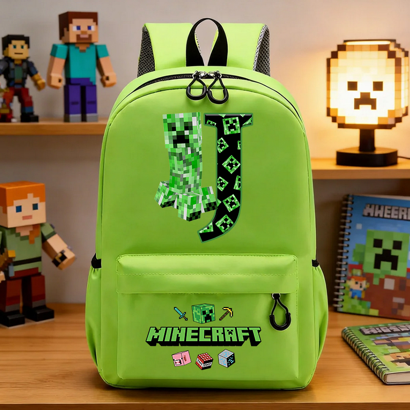 Art Craft Store - Miner Crafting Pixel Basisschooltas Groene Letter