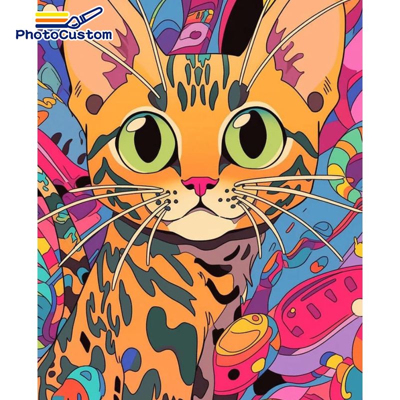 Art Craft Ideas Easy - PhotoCustom Ginger Cat Schilderen op Nummer