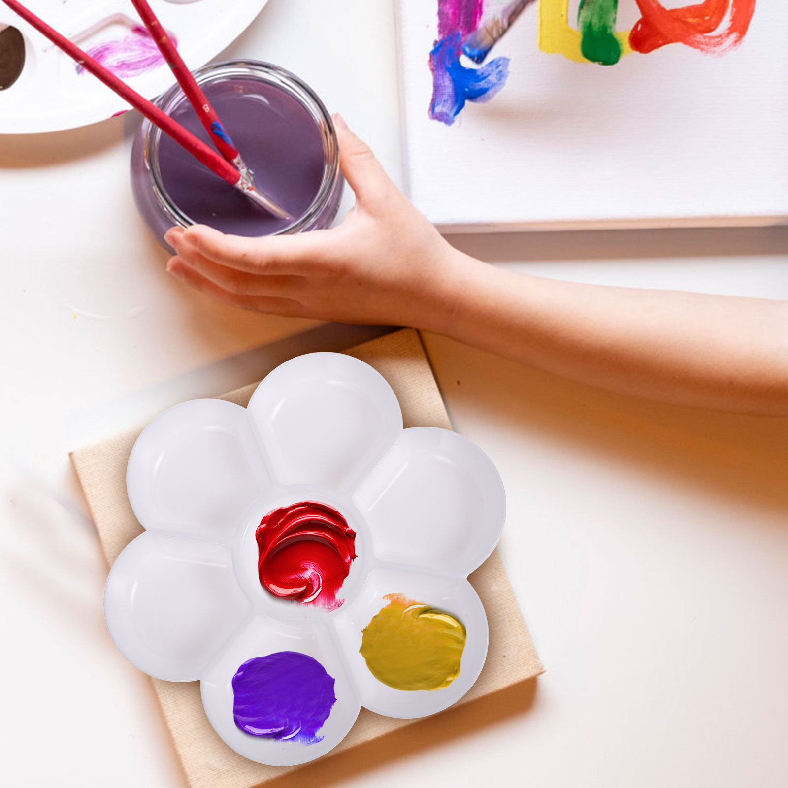 Art Craft Blend - 4-delige delicate, niet-afbladderende verfmengbak, draagbare aquarelpigmentpalet