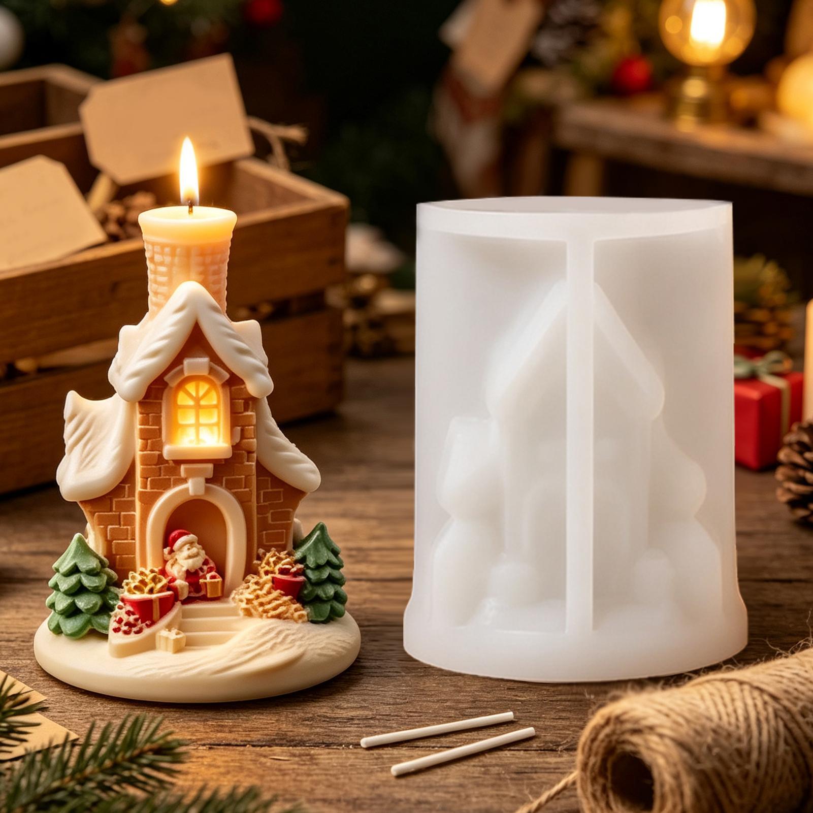 Art Craft Village - 3D Sneeuwdorp Zeepgietvorm Vakantie Cementvormen Kerstkaarsvorm