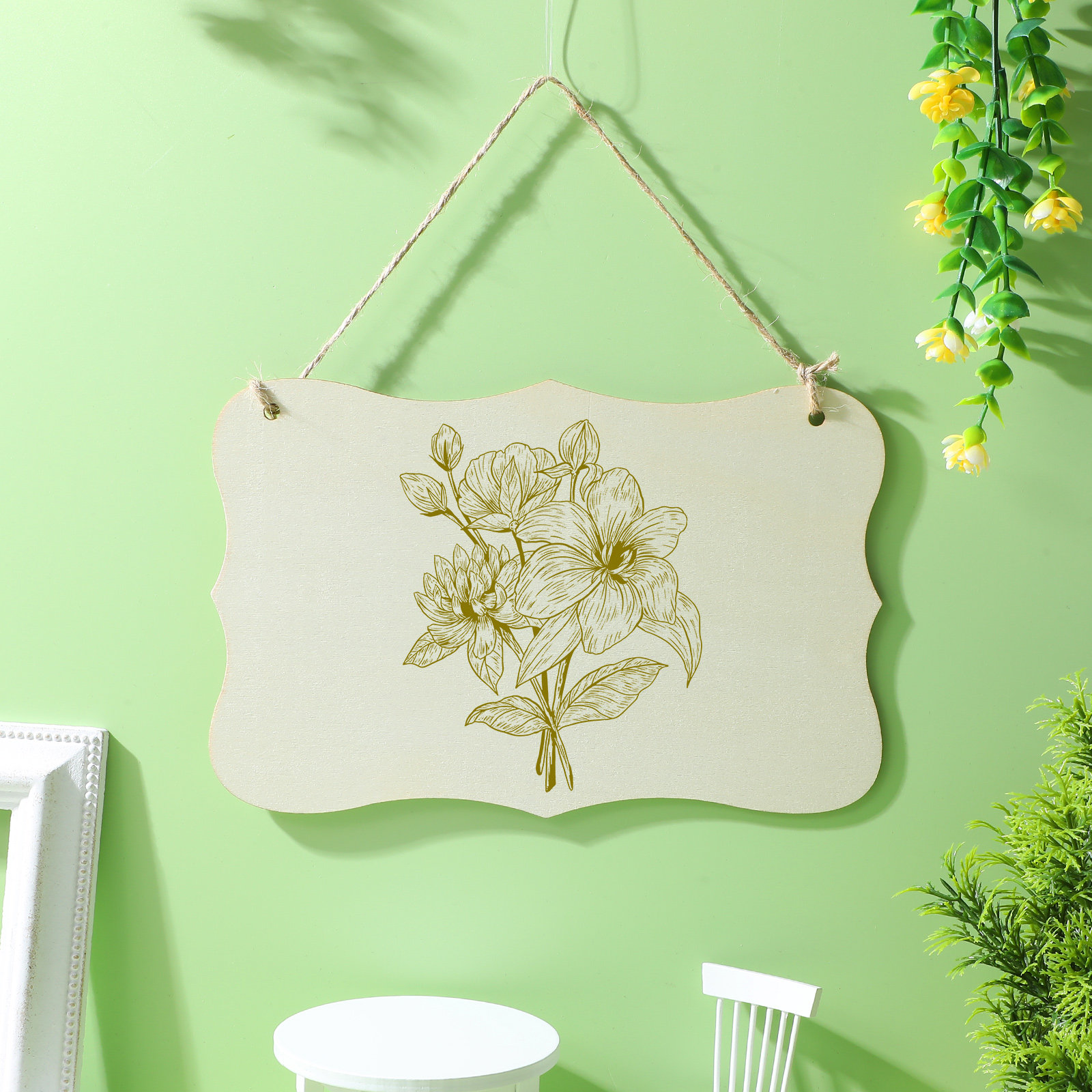 Art Craft Door - 4 stuks blanco houten ambachtelijke plaquettes,