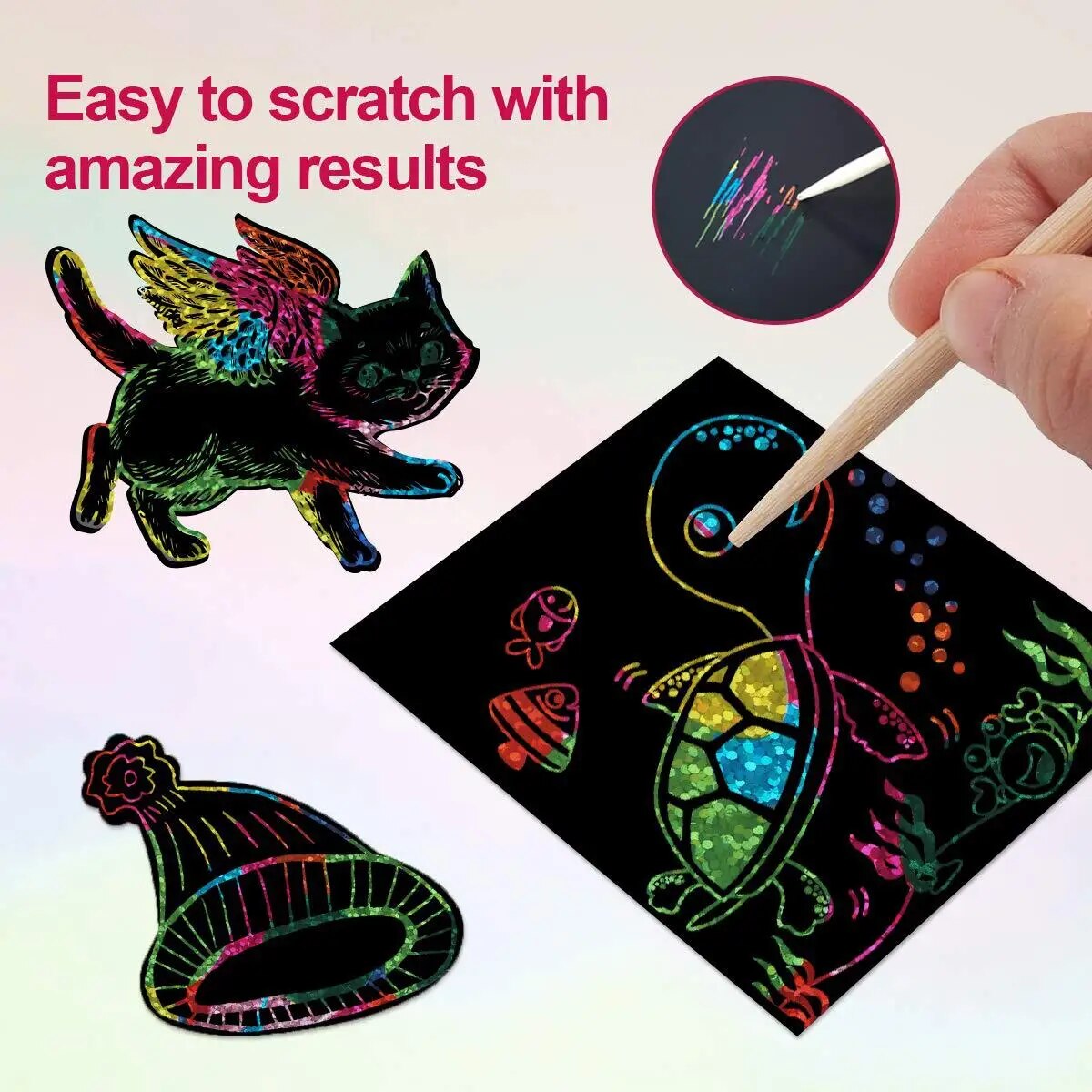 Art Craft 6 Year Old - Veel creatieve Scratch Art-kaartenkit! 100-delige ouder-kind
