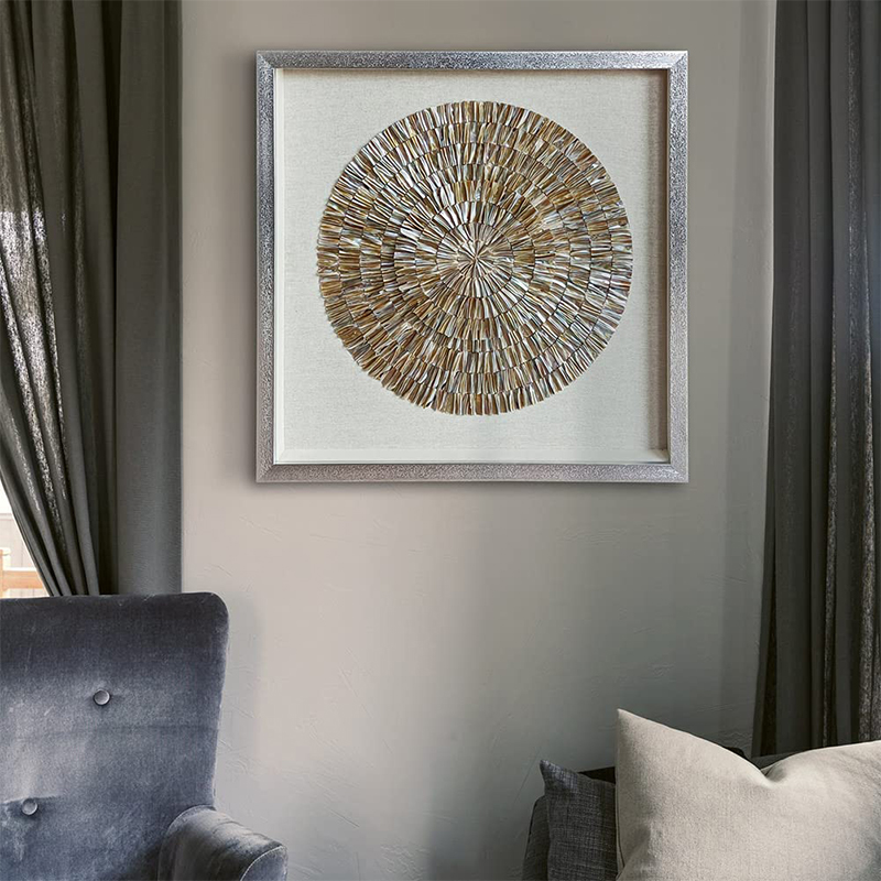 Art And Craft Nature - Luxe ingelijste 3D handgemaakte schelpmozaïek wandkunst,