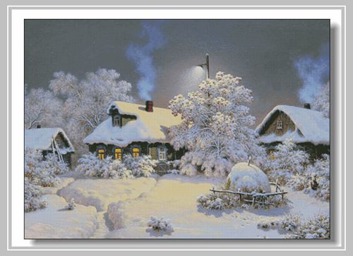 Art Craft Village - Winterdorp Borduren Besneeuwde cabine Landschap Handwerken