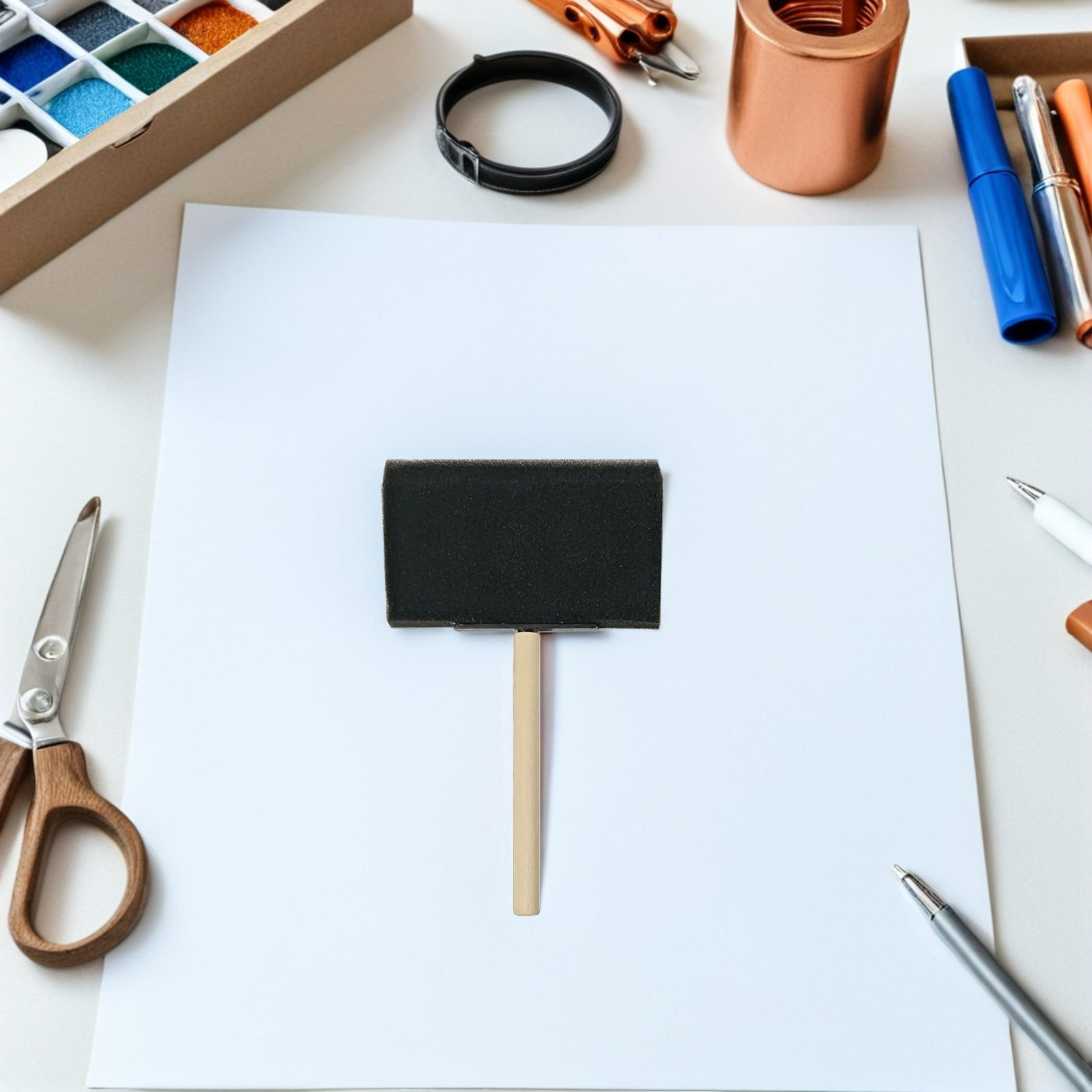 Art And Craft With Paint - 30 stuks schuimsponsverfborstels met houten handvat,