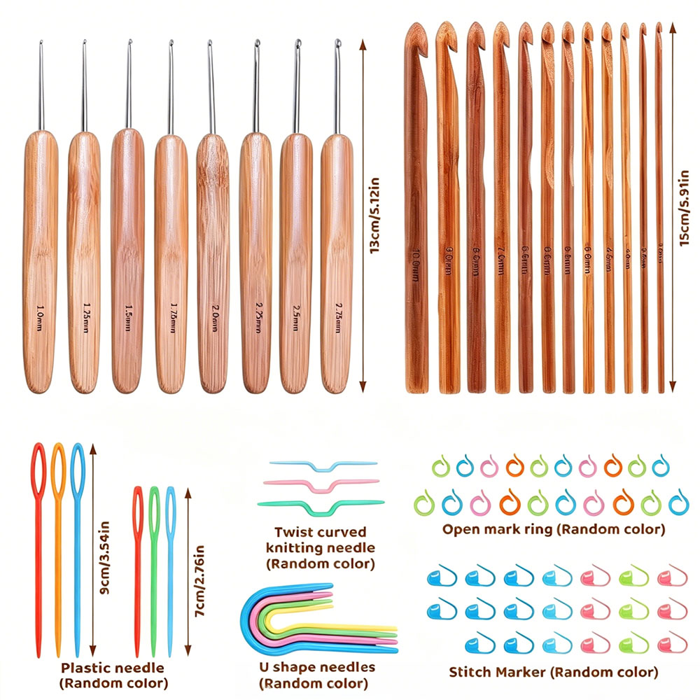 74-delige bamboe haaknaaldset, - Art Craft Store recensie en prijs