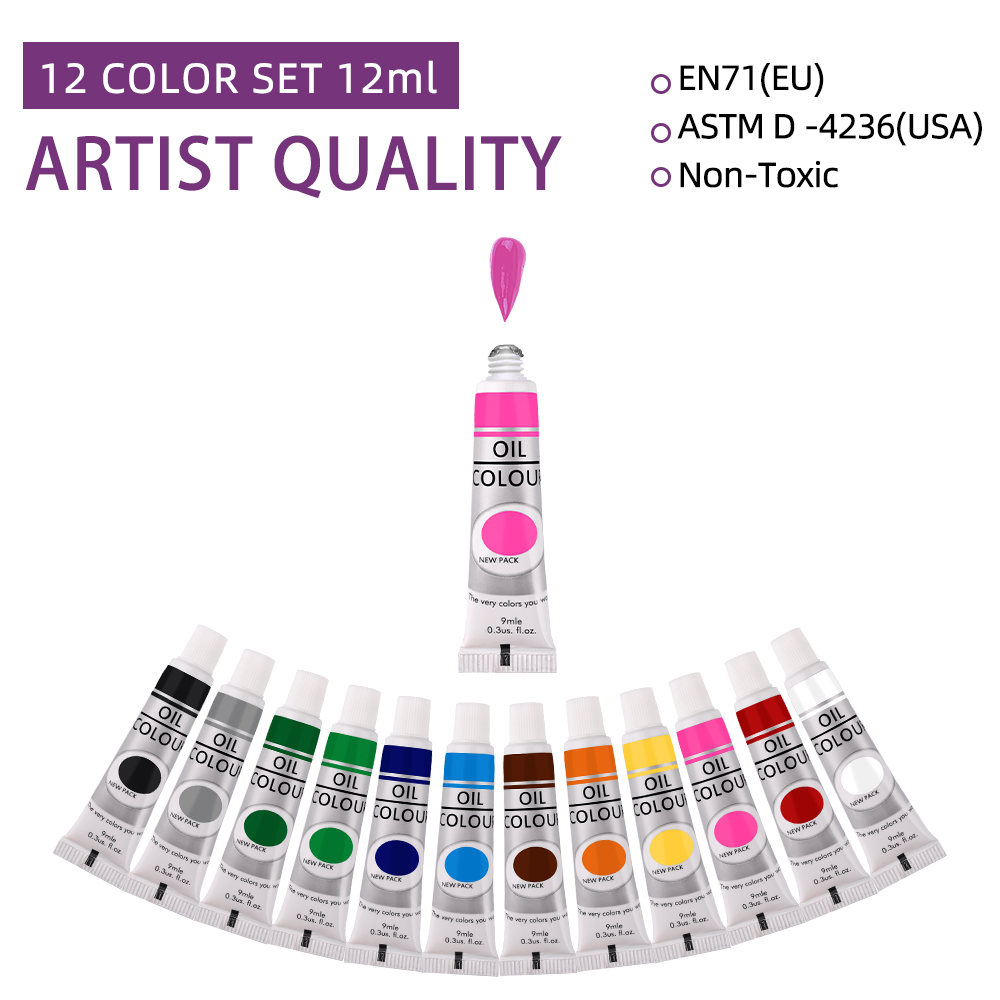 12 Kleur Olieverf Set 9Ml Tube - Art Craft Youtube recensie en prijs
