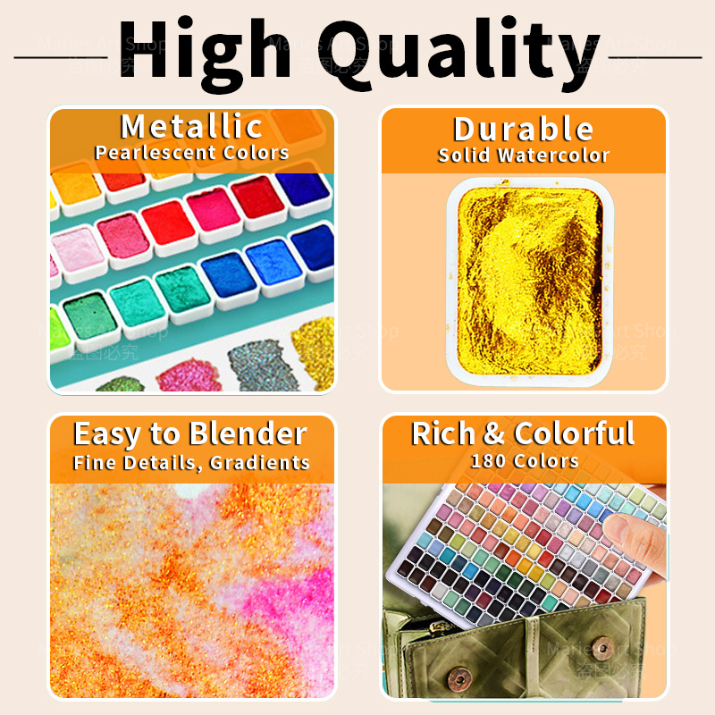 180 kleuren parelglans aquarel - Art Craft Blend recensie en prijs