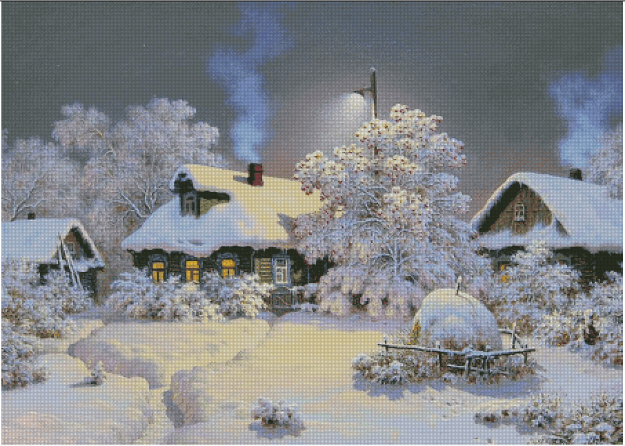 Winterdorp Borduren Besneeuwde - Art Craft Village recensie en prijs